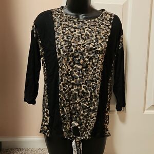 BKE Leopard Print Tie Front Top